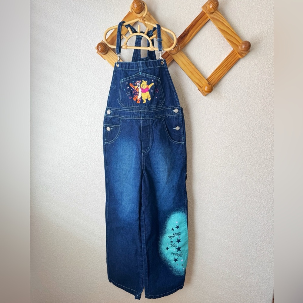 Vintage Embroidered Winnie the Pooh Girls Overalls